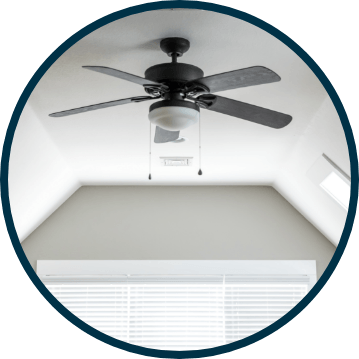 New Modern Ceiling Fan Installation in vaulted ceiling